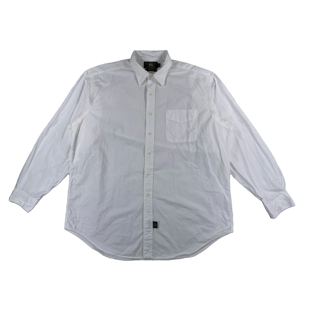 Double RL Ralph Lauren RRL Oxford Button Up Shirt Men's XL White Cotton